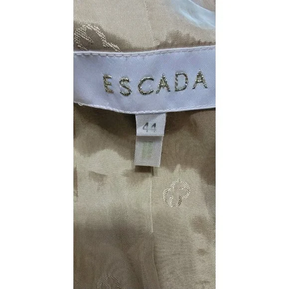 Escada Womens Beige Blazer Coat Long Sleeve Two Front Button w/ Pockets Size 44 - Picture 5 of 10